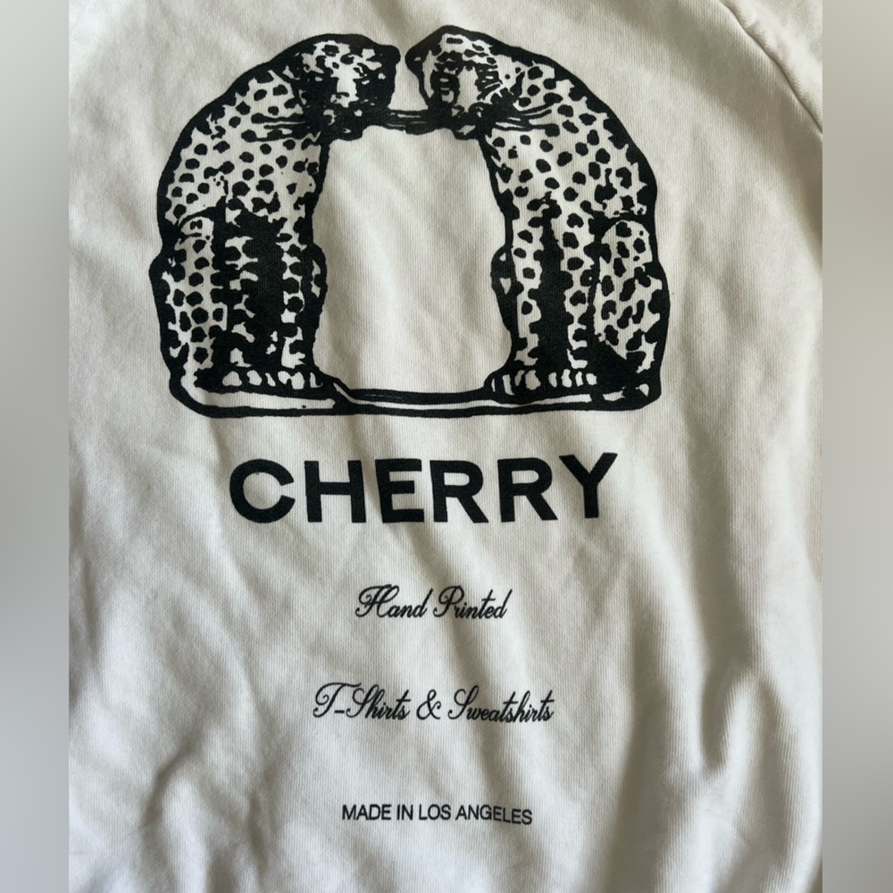 Cherry LA White Hoodie with Black Leopard Print